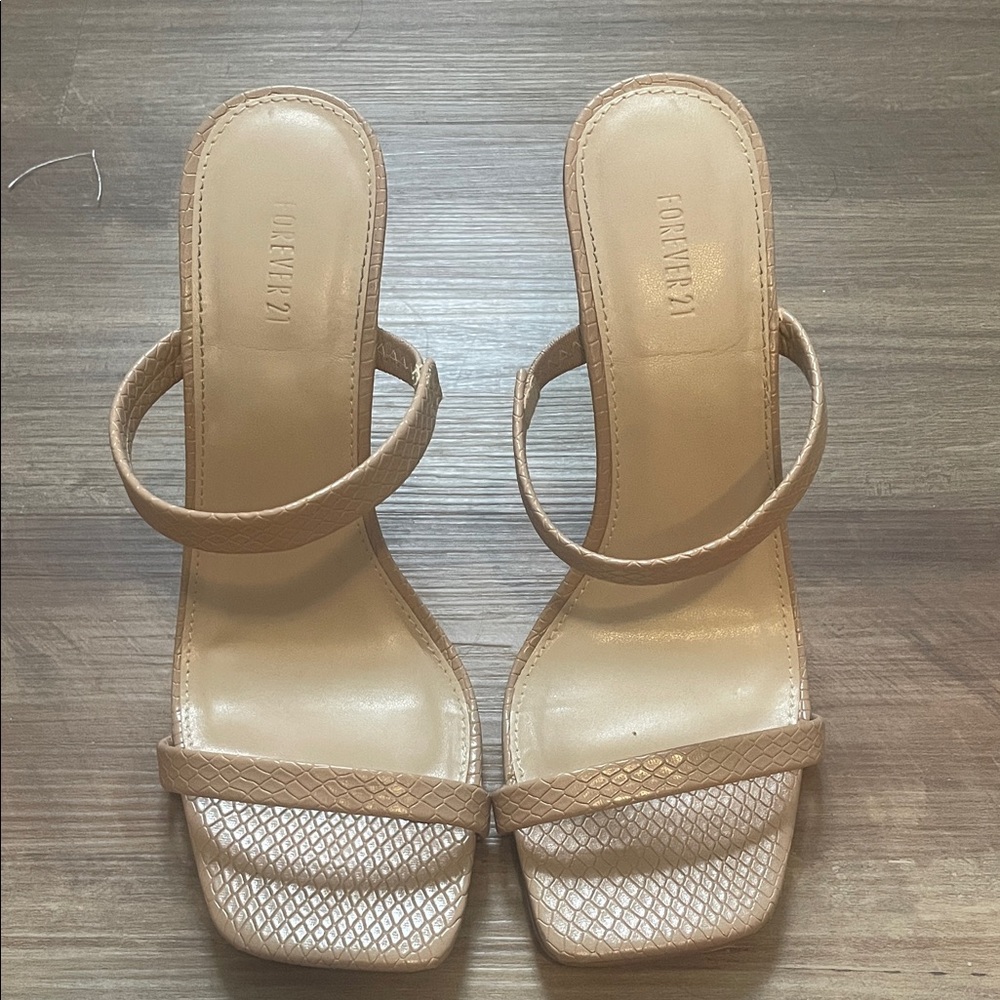 Forever 21 Beige Textured Strap Heels